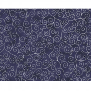 Tissus de Noel - arabesque bleu nuit