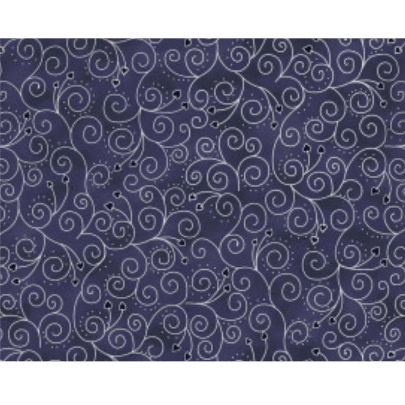 0T Stof frosty snowflakes arabesque bleu foncé 4590-608