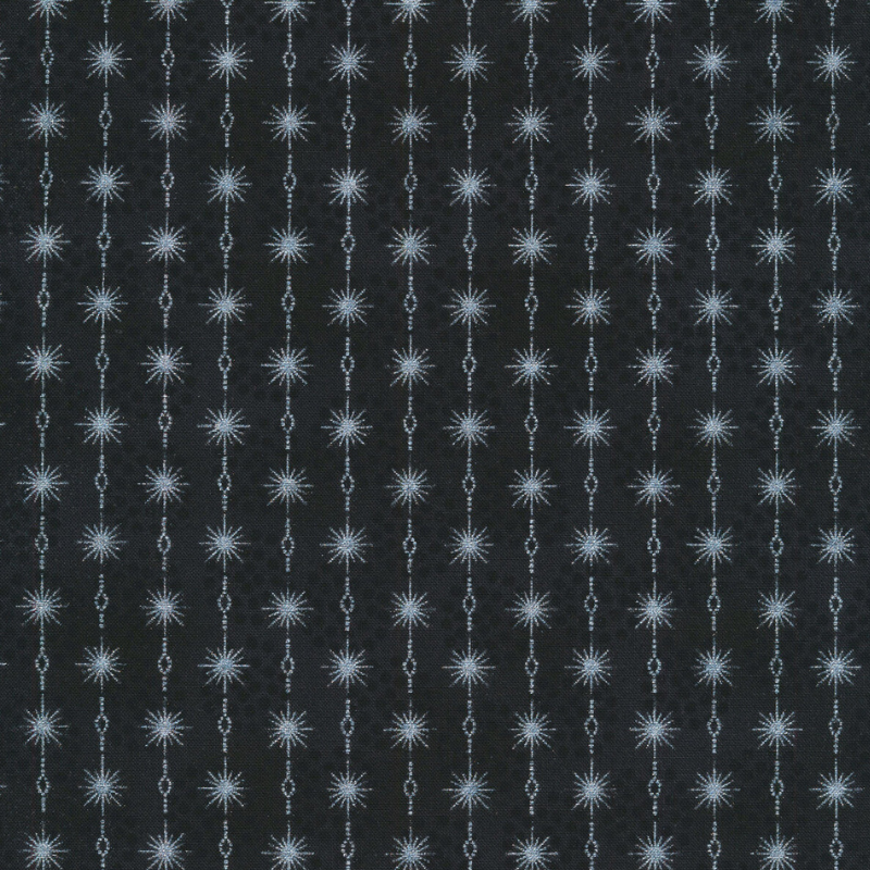 0T Stof frosty snowflakes étoile argent fond noir 4590-915